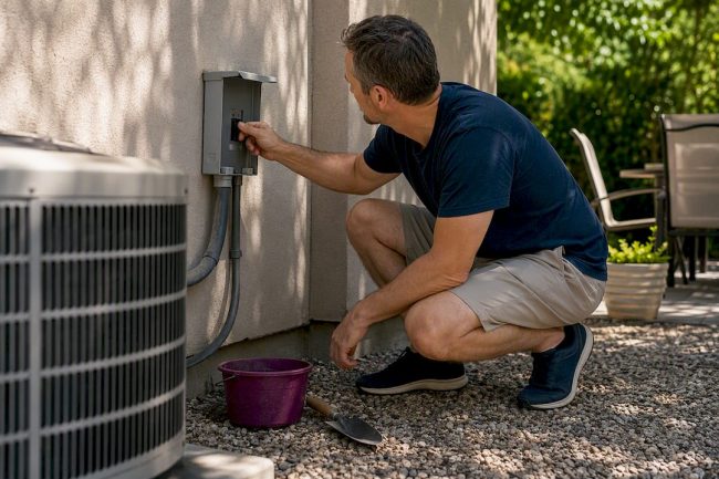 Homeowner turning off AC breaker