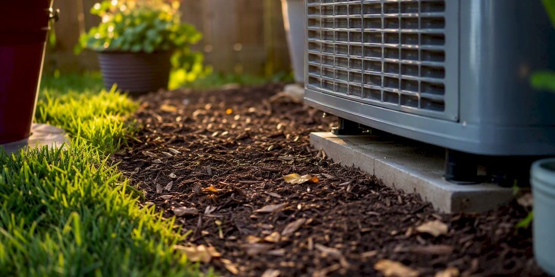 Outdoor AC condenser unit with clearance space