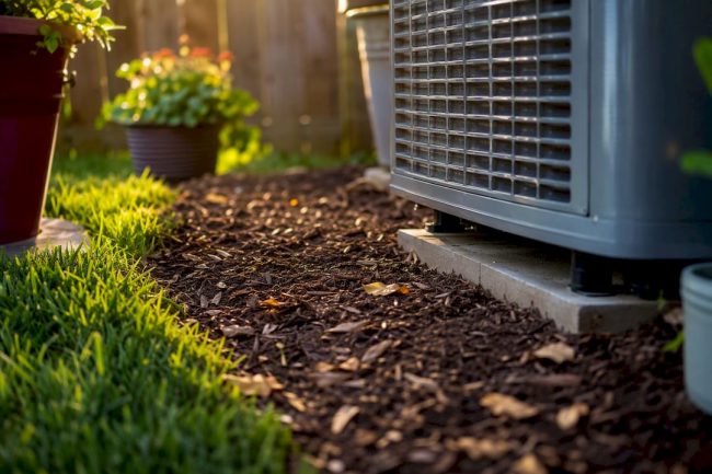 Outdoor AC condenser unit with clearance space