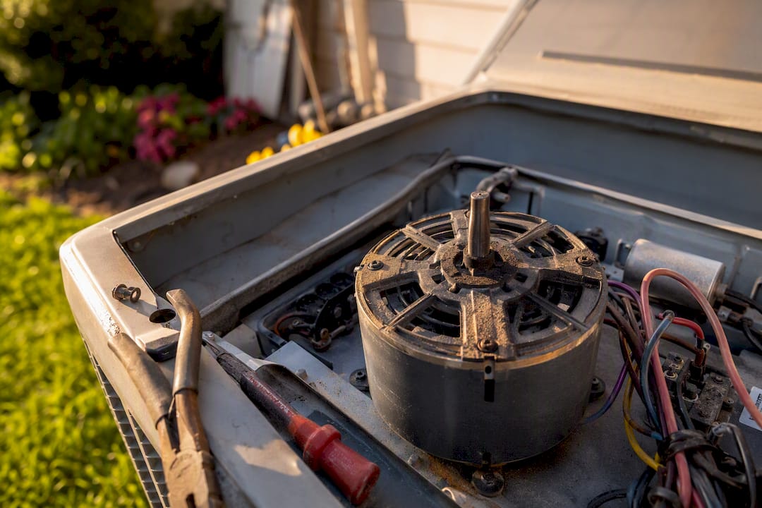 Close-up of humming locked AC motor