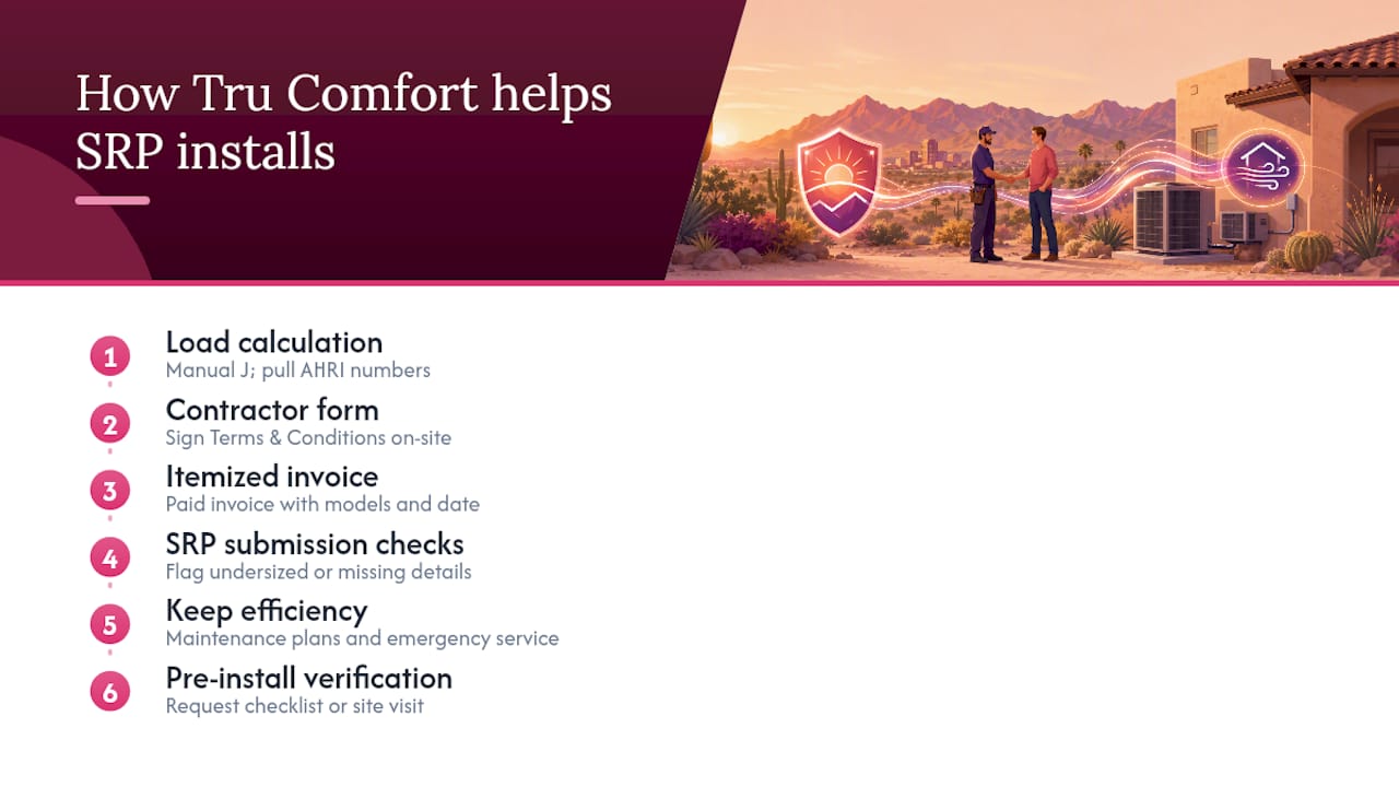 How does Tru Comfort help with SRP-compliant HVAC installs? — overview diagram