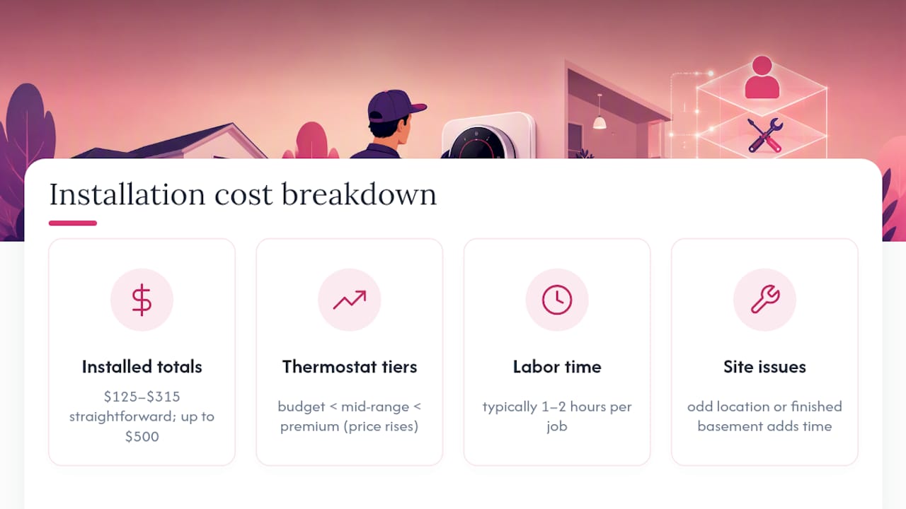 Smart thermostat installation cost ranges and labor
