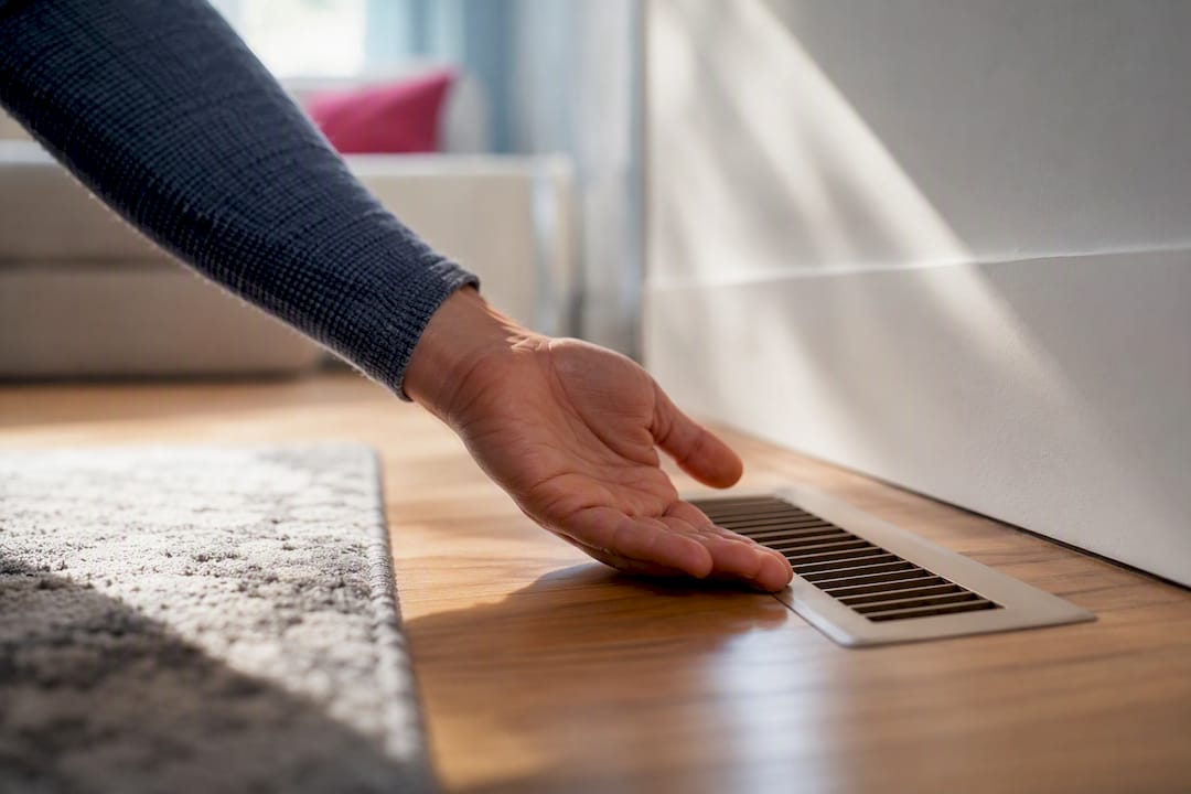 Hand checking air from supply register