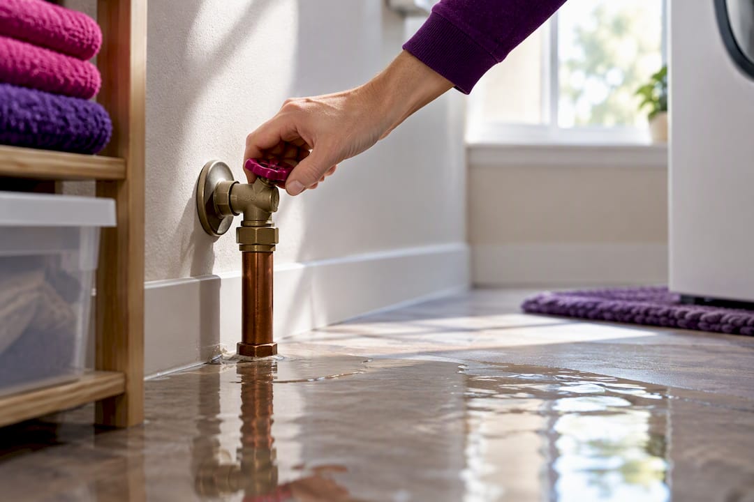 Hand closing a home water shutoff valve