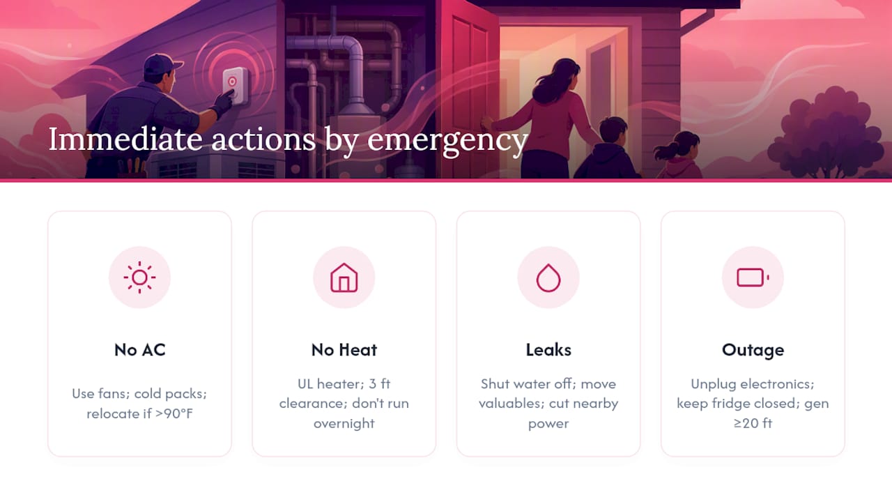 Four HVAC emergency response actions