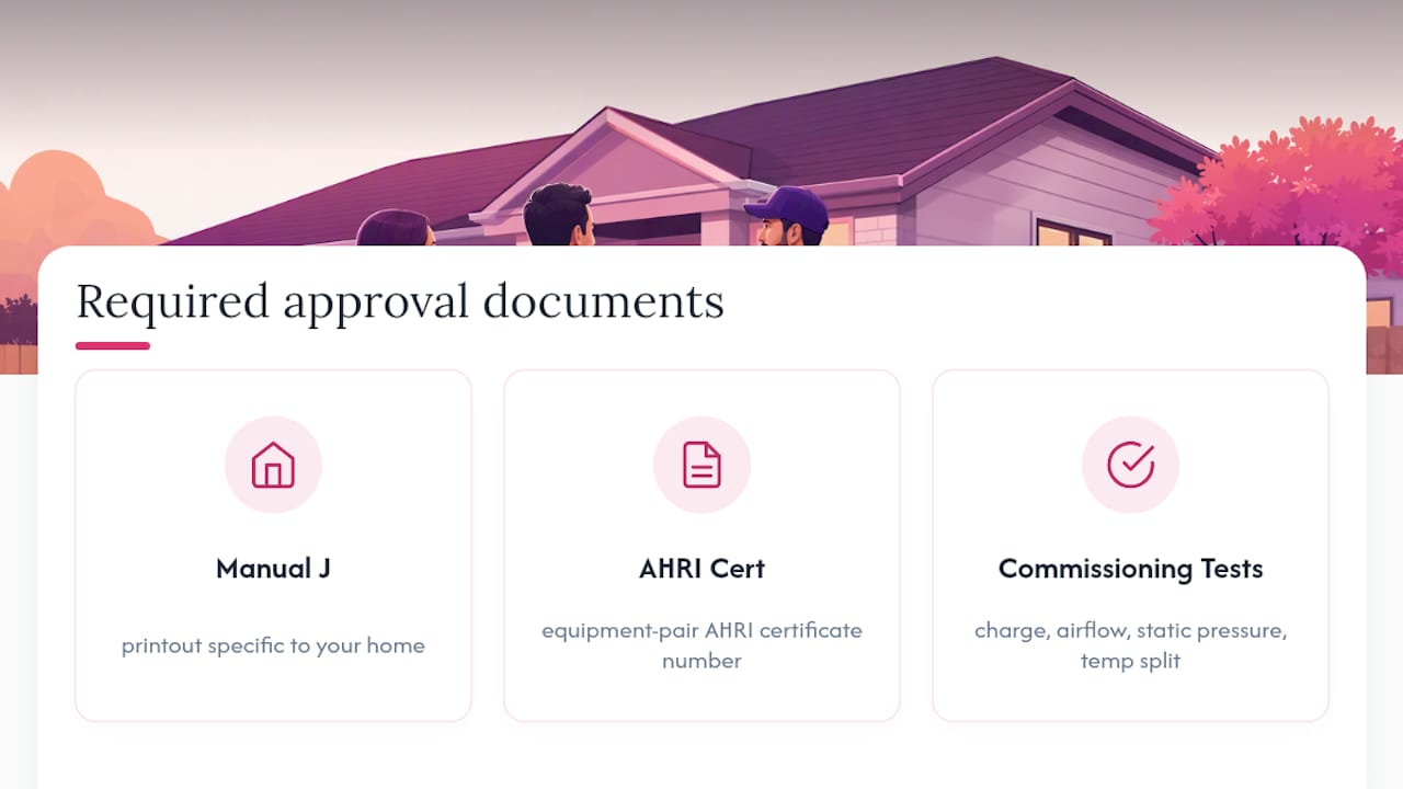 Three-part AC installation approval checklist