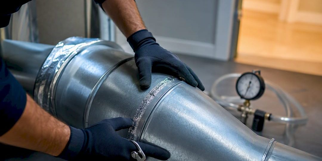 1790418913058_Technician-inspecting-duct-joint-with-pressure-gauge Technician inspecting duct joint with pressure gauge
