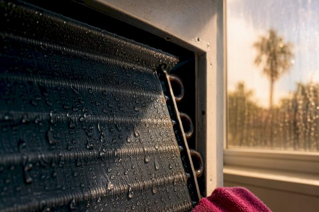 Condensation forming on an evaporator coil
