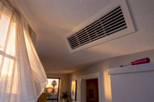Close-up of whistling ceiling air vent