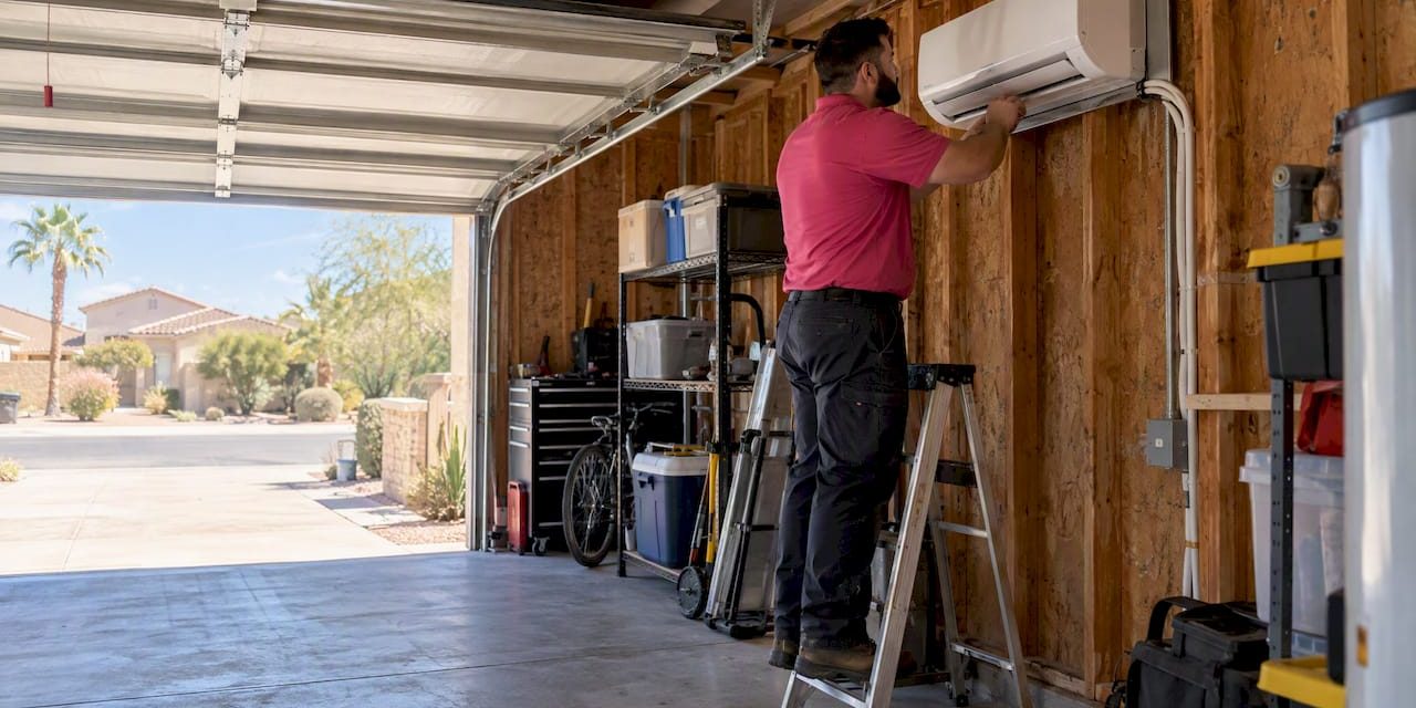 Mini-split cooling an Arizona home garage