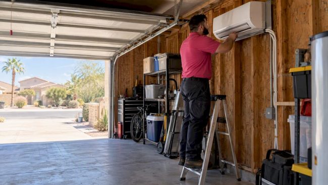 Mini-split cooling an Arizona home garage