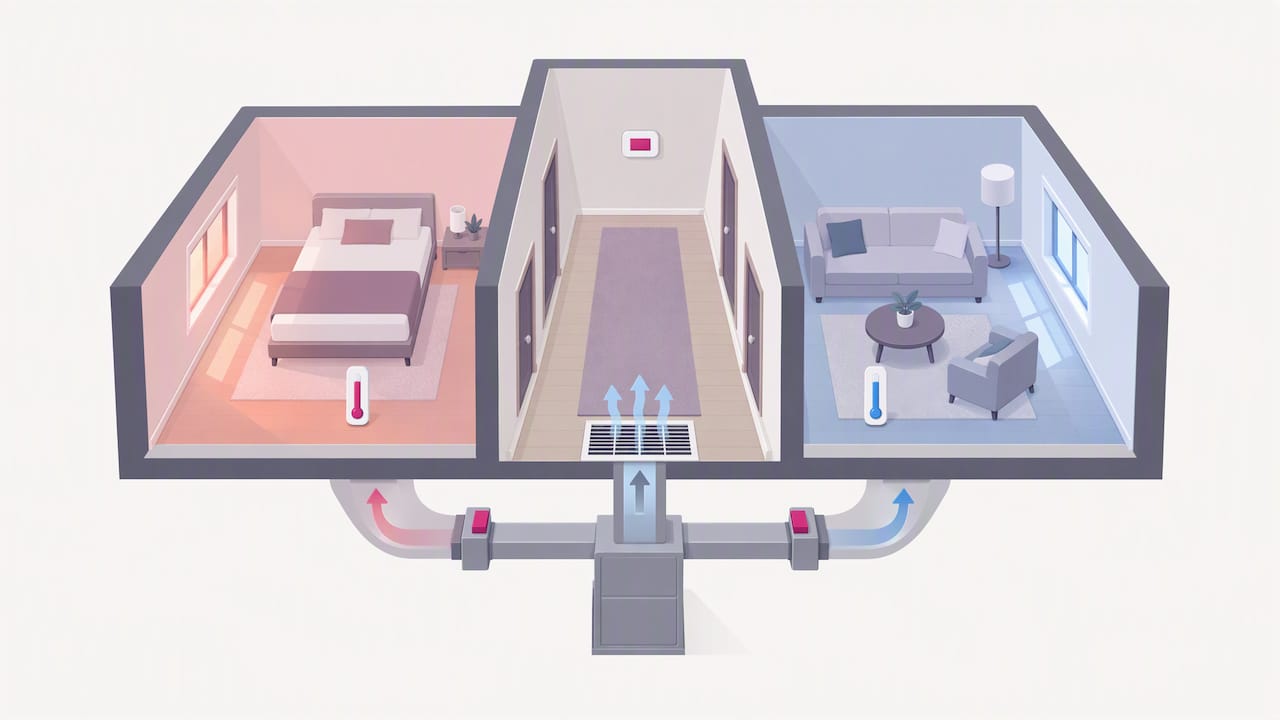 Floor plan showing room temperature differences