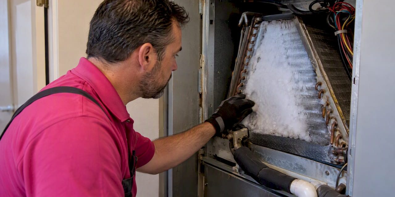 1791787171831_Technician-inspecting-an-iced-air-conditioner-coil Technician inspecting an iced air conditioner coil