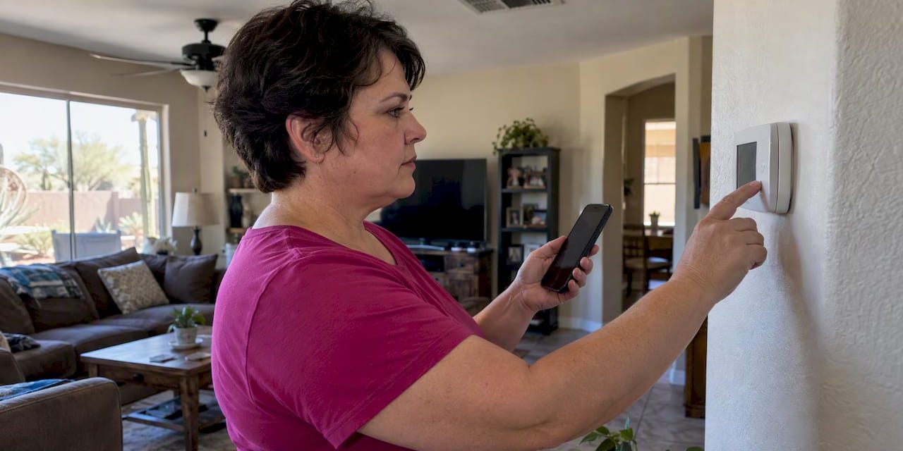 1791869978353_Homeowner-timing-an-air-conditioner-cycle Homeowner timing an air conditioner cycle