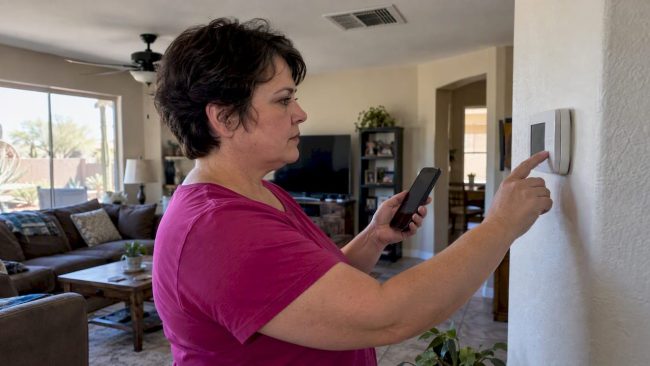 Homeowner timing an air conditioner cycle