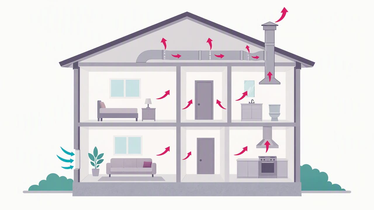 Exhaust and duct leaks contribute to pressure imbalance