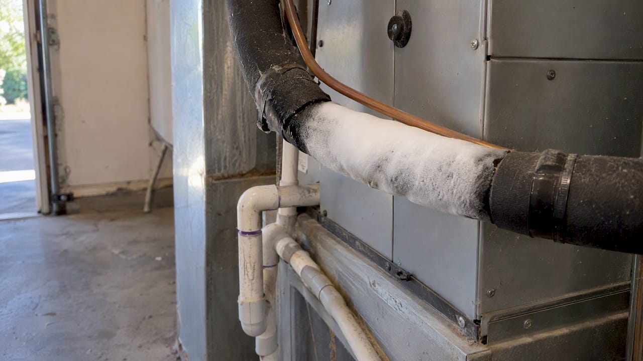 Frost forming on an AC refrigerant line